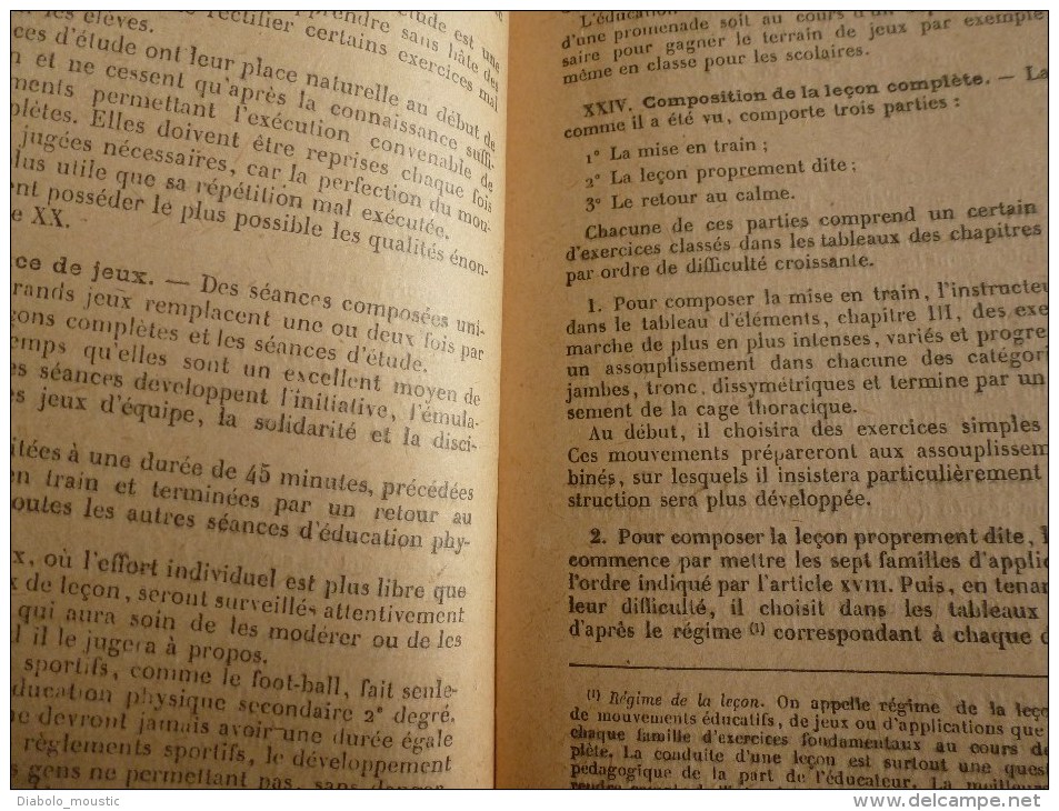 1921 Règlement Général D' EDUCATION PHYSIQUE  Pour Jeunes Gens De 15 Ans à 18 Ans - Francés