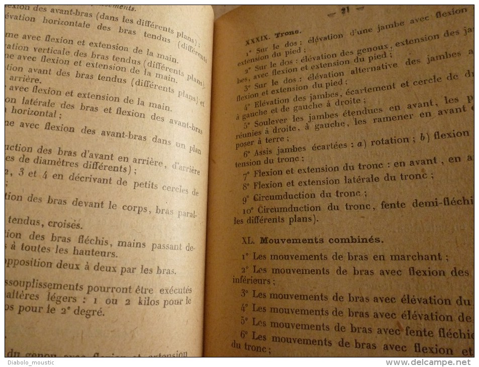 1921 Règlement général d' EDUCATION PHYSIQUE  pour jeunes gens de 15 ans à 18 ans