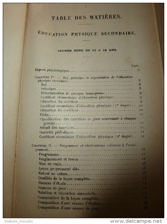 1921 Règlement général d' EDUCATION PHYSIQUE  pour jeunes gens de 15 ans à 18 ans