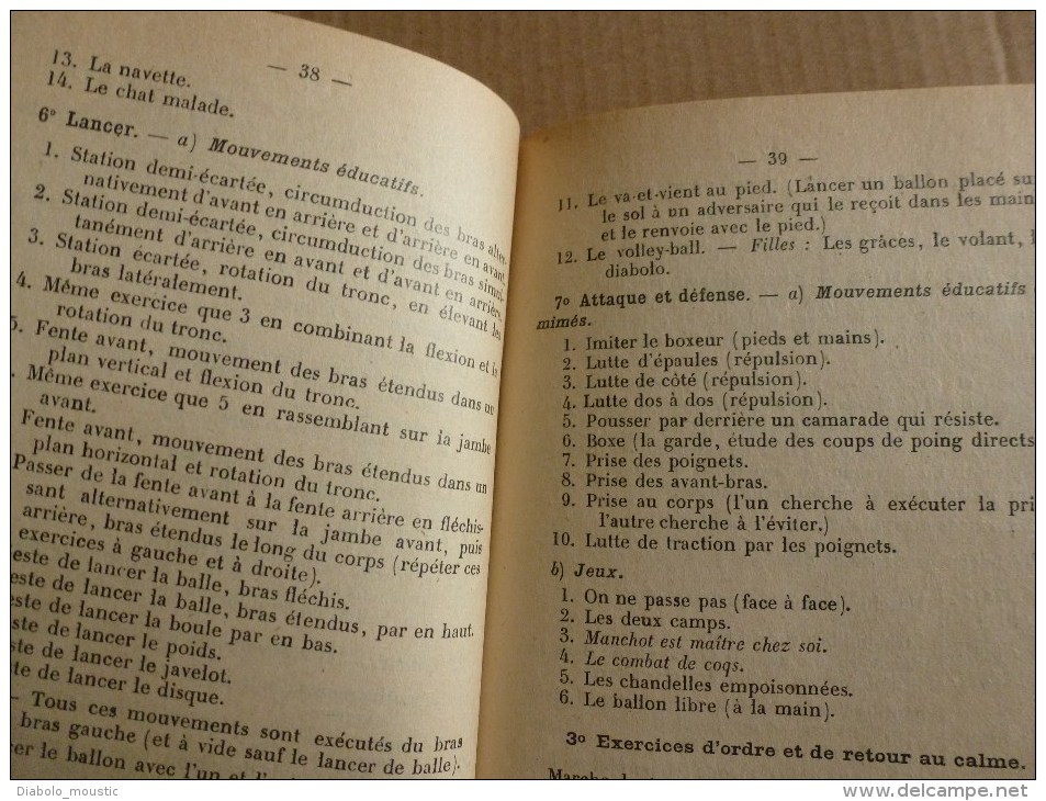 1922 Minitère de la Guerre EDUCATION ELEMENTAIRE ENFANCE approuvé COMPLEMENT des JEUX SCOLAIRES