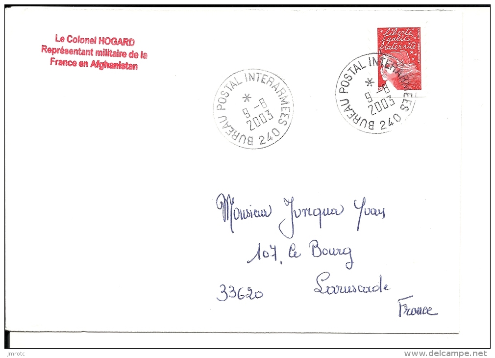 Lettre  Troupes  Françaises En Afghanistan, BPM 240 , 2003 (525) - Militaria