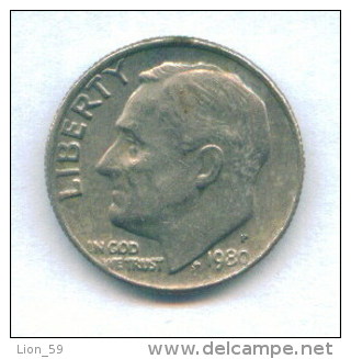 F3586 / - ONE DIME - 1980 P  - United States Etats-Unis USA - Coins Munzen Monnaies Monete - 1946-...: Roosevelt