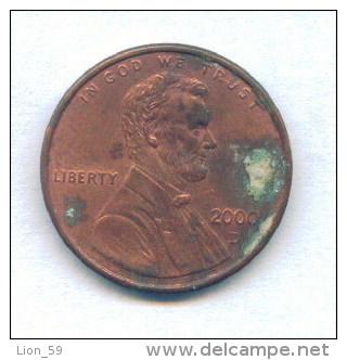 F3597 / - ONE CENT - 2000  - United States Etats-Unis USA - Coins Munzen Monnaies Monete - 1959-…: Lincoln, Memorial Reverse