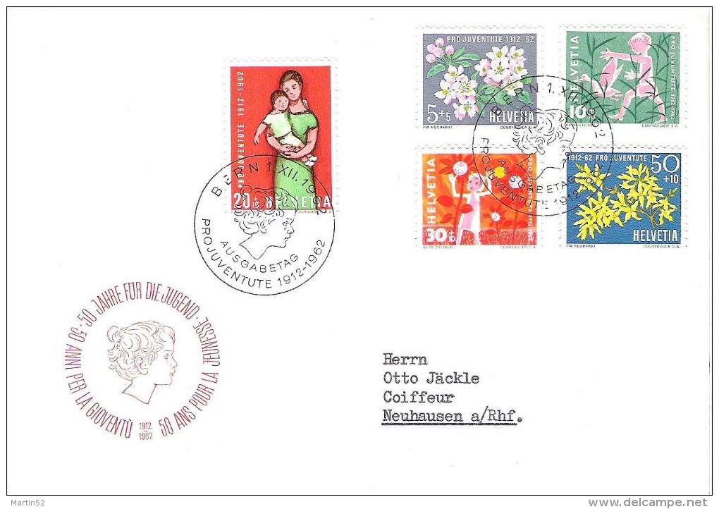 PJ 1962: Zu 193-197 MI 758-762 Yv 700-704 FDC Mit O BERN 1.XII.1962 (Zu CHF 16.00) - FDC