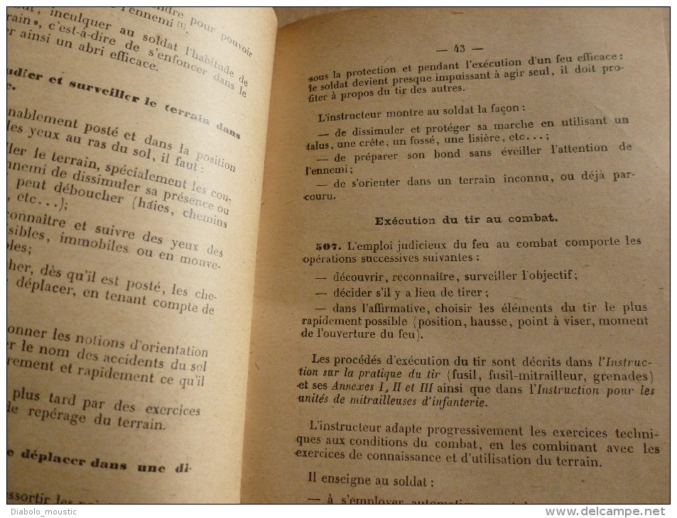 1921 Ministère de la Guerre : Règlement Provisoire de MANOEUVRE d'INFANTERIE    avec illustrations          Annexes