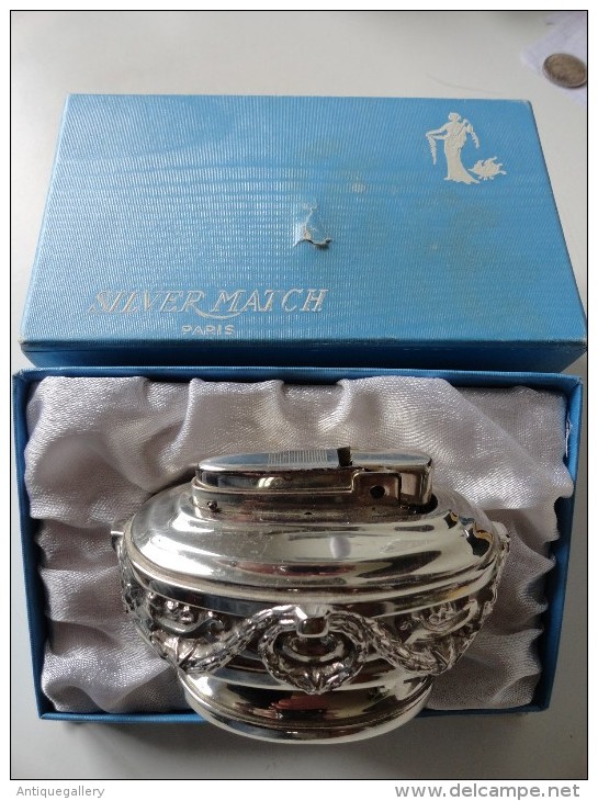 VINTAGE : BRIQUET DIRECTOIRE DE SALON ARGENTE SYLVER MATCH (COLLECTION) - Altri & Non Classificati