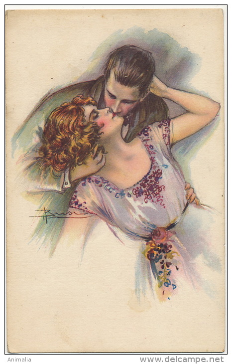 Adolfo Busi 2 Cartes Tres Belle Theme Du Baiser Bouche Et Cou 2 Cards Kissing - Busi, Adolfo