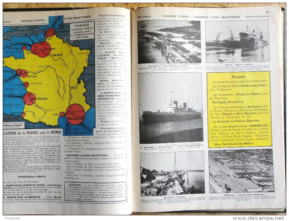 L. Abensour et L. Planel - La Géographie Documentaire - Cours Moyen - Librairie Classique Eugène Belin - ( 1959 ) .