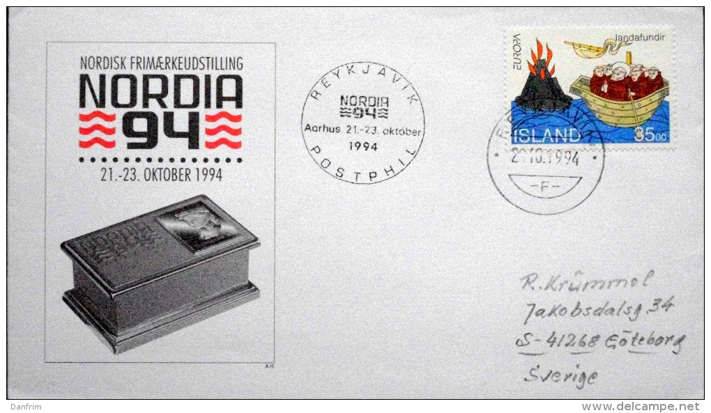 Iceland 1994  EUROPA Special Cancel Letter  To Sweden ( Lot 2968 ) - Brieven En Documenten