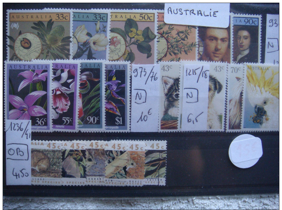 AUSTRALIE (3), Beau LOT de Timbres "Faune et flore" COTE totale + de 300€ ; T024