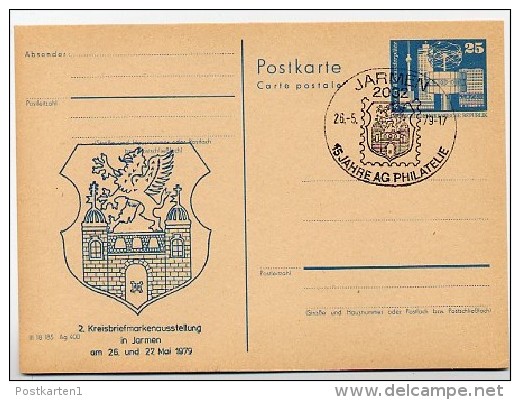 DDR P80-3a-79 C12 Postkarte PRIVATER ZUDRUCK Wappen Jarmen Sost. 1979 - Private Postcards - Used