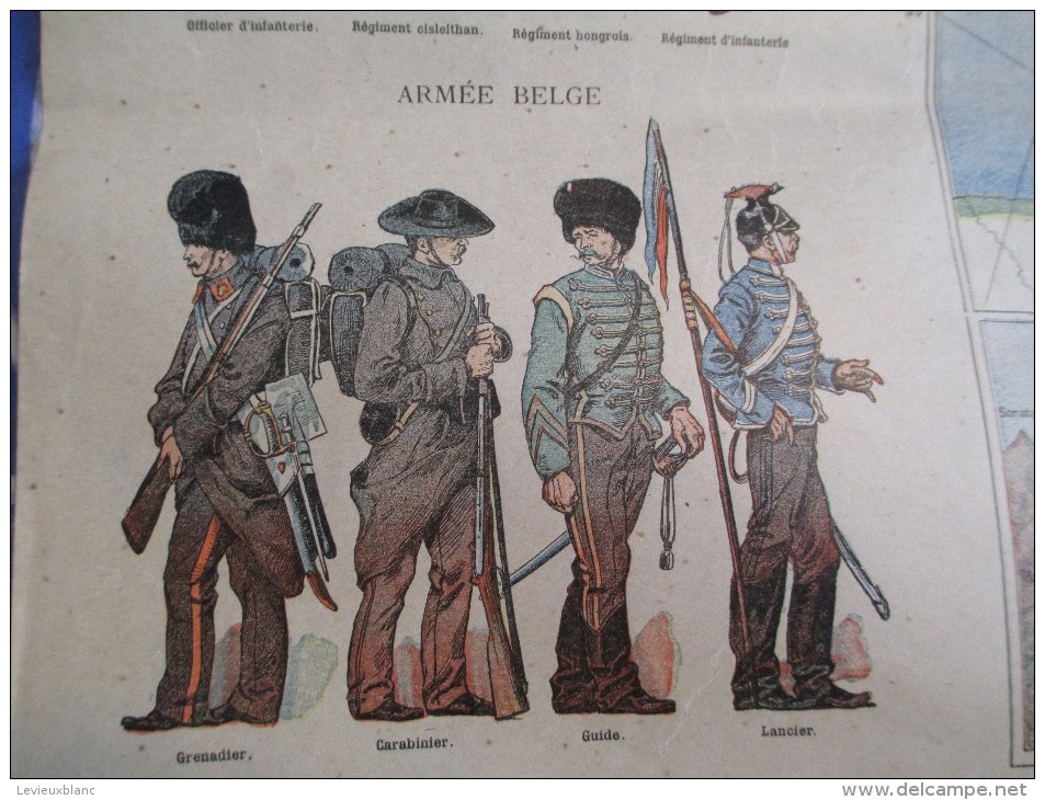 Affiche/Le Petit Journal / Carte de L´Europe / Uniformes des Armées Européennes/ Vers 1895  AFF9