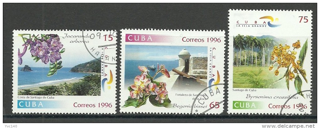 Cuba; 1996 Tourism And Flowers - Oblitérés