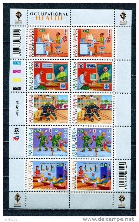 SOUTH AFRICA 2009 OCCUPATIONAL HEALTH SHEETLET MNH - Blocs-feuillets