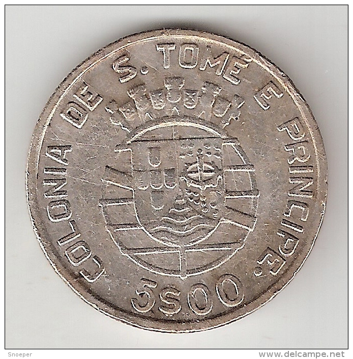 *st Thomas 5 Escudos 1948 Km 6  Vf+ Now Lower Price  From 63 Now 53 Euro - Sao Tomé E Principe