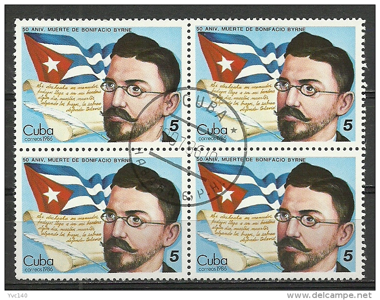 Cuba; 1986 50th Anniv. Of Bonifacio Byrne (poet) - Oblitérés