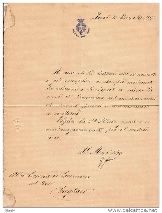 AUTOGRAFO MINISTRO REGNO ITALIA GIUSEPPE SARACCO BOLOGNA 1887 - Other & Unclassified