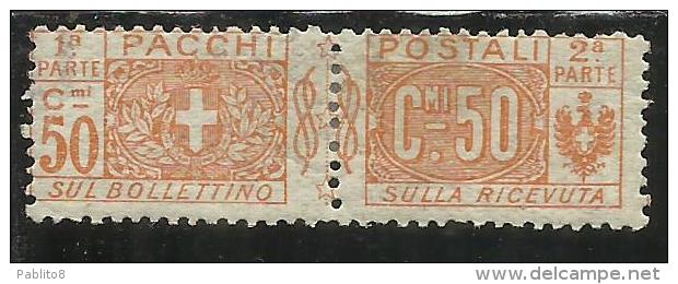 ITALY KINGDOM ITALIA REGNO PACCHI POSTALI 1914 - 1922  NODO DI SAVOIA CENTESIMI 50  MH - Colis-postaux