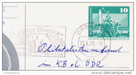 ELEFANT ZIRKUS BEROLINA Dresden 1979 Auf DDR P83 Postkarte Sozphilex - Circo