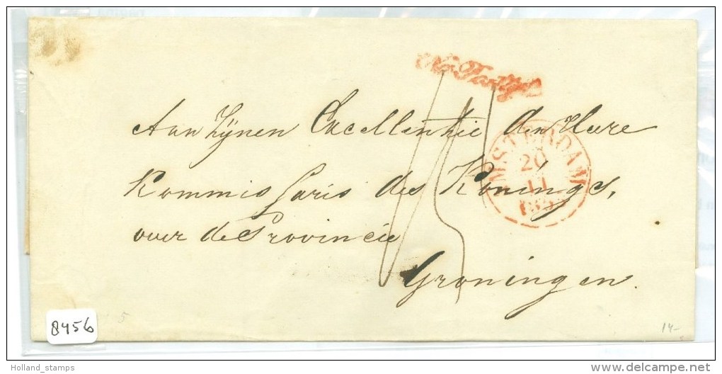 E.o. NA POSTTIJD * BRIEFOMSLAG Uit 1853 Van AMSTERDAM Aan De COMMISSARIS DES KONINGS Te GRONINGEN  (8456) - ...-1852 Préphilatélie