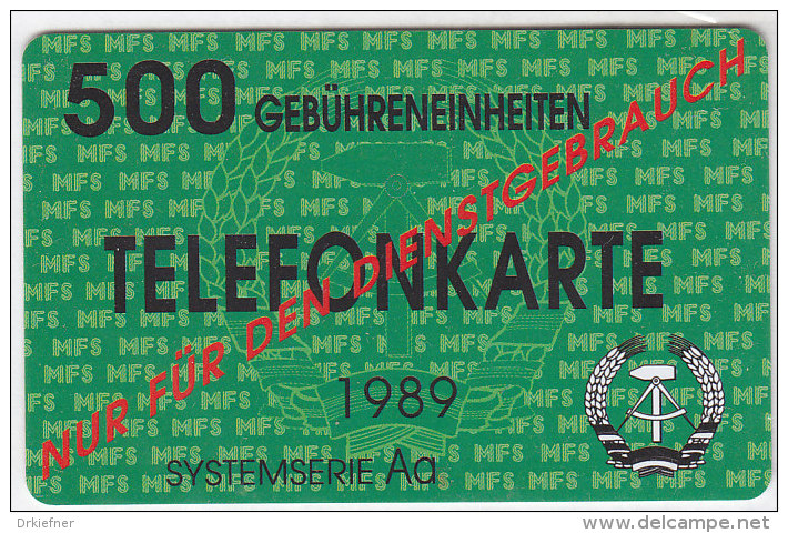 Telefontestkarte Der DDR Des Ministeriums Für Staatssicherheit 1989, 500 Einheiten, Unbenutzt, Nur Für Dienstgebrauch - T-Series: Testkarten