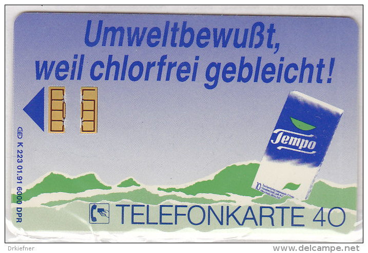 Telefonkarte Deutschland 40 Einheiten, Unbenutzt, Tempo Taschentücher, K 223 01.91 - K-Series: Kundenserie