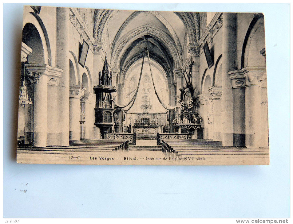 Carte Postale Ancienne : ETIVAL : Interieur De L' Eglise - Etival Clairefontaine