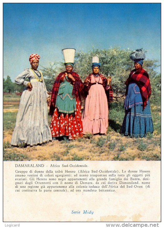 PUBBLICITARIA PRODOTTI MIDY -  NAMIBIA DAMARALAND GRUPPO DI DONNE DELLA TRIBU' HERERO 1955 - Namibia