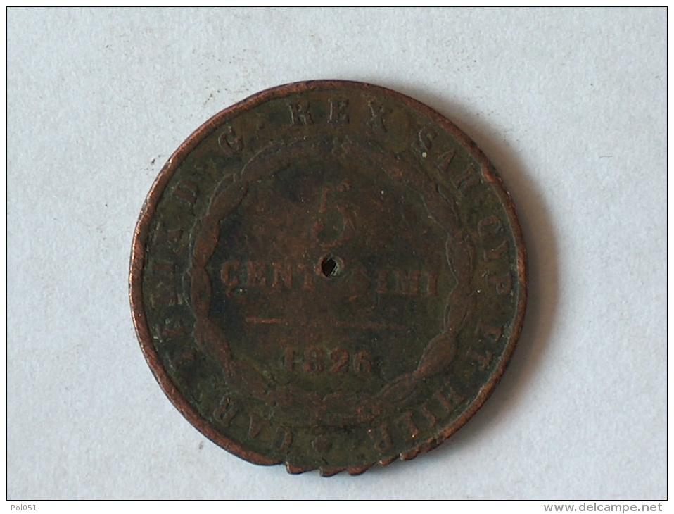 Italie 5 Centesimi 1826 - Italian Piedmont-Sardinia-Savoie