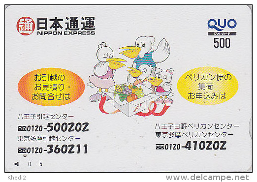 Carte Prépayée Japon - Oiseau PELICAN / Nippon Express - Modèle 1 - BD Comics Bird Japan Prepaid Card Quo Karte - BD