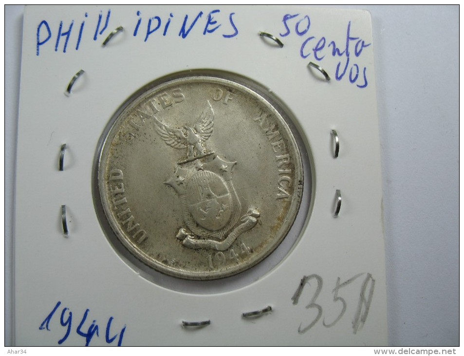 PHILIPPINES 50 CENTVOS 1944  SILVER  COIN LOT 14  NUM 13 - Philippinen