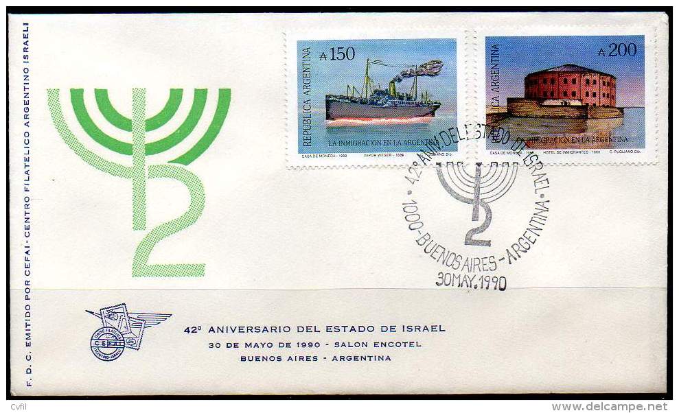 ARGENTINA 1990 - COVER For The 42th Anniversary Of The State Of Israel - Judaisme