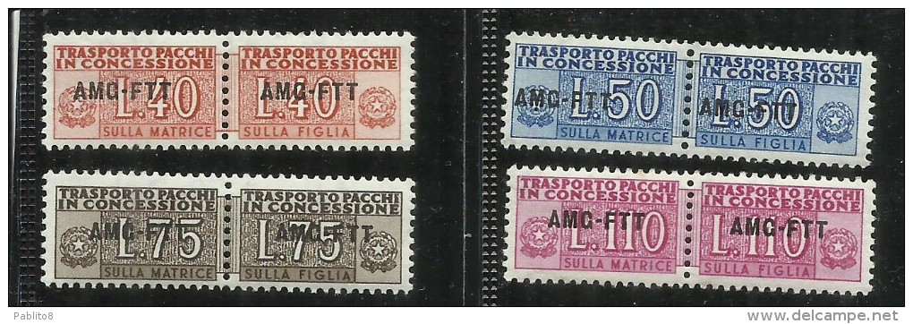 ITALY ITALIA TRIESTE A 1953 AMG-FTT OVERPRINTED PACCHI IN CONCESSIONE SERIE COMPLETA MNH BEN CENTRATA - Strafport