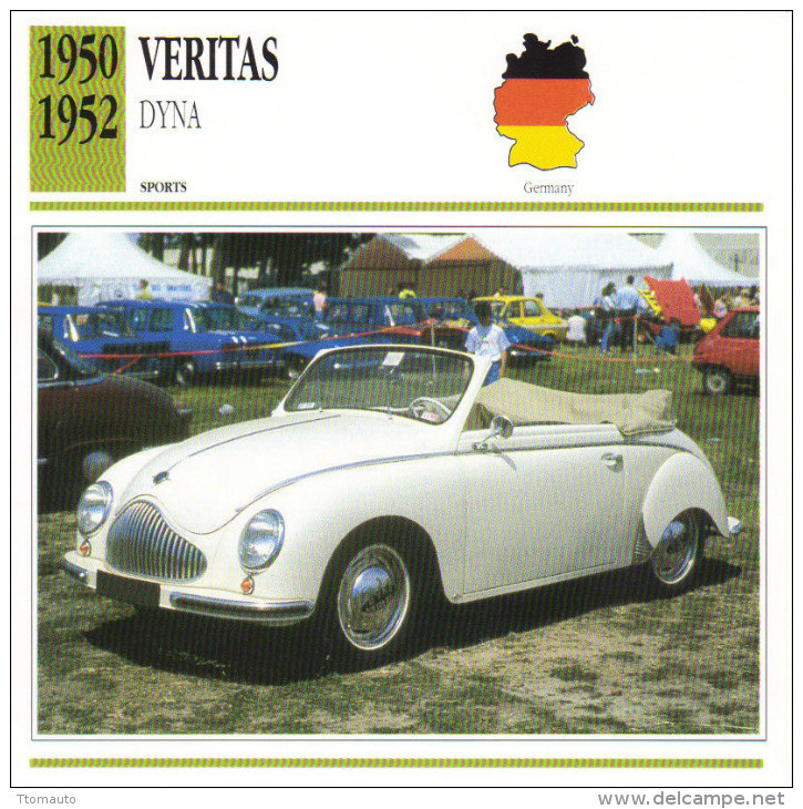 Fiche  -  Veritas   -  1950  -  Carte De Collection - Cars