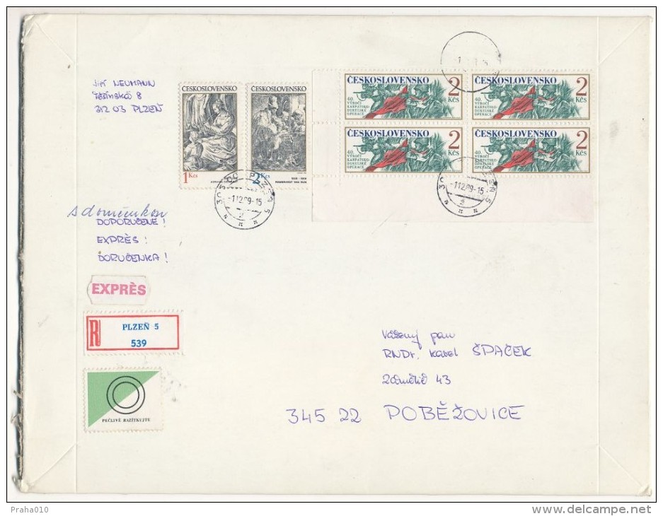 I2765 - Czechoslovakia (1989) Plzen 5 (4x 2.00 CSK - The Date Of Printing Stamps!) - Lettres & Documents