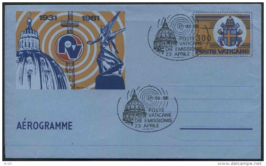 1981 Vaticano, Aerogramma Radio Vaticana, Serie Completa Con Annullo Ufficiale FDC - Ganzsachen