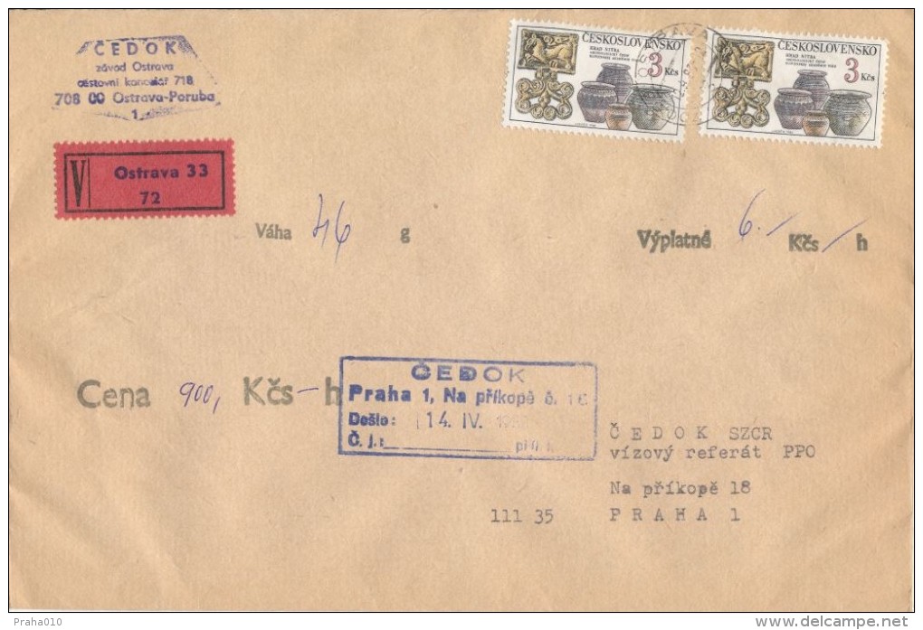 I2776 - Czechoslovakia (1983) 700 33 Ostrava 33 / 110 00 Praha 1 - Lettres & Documents