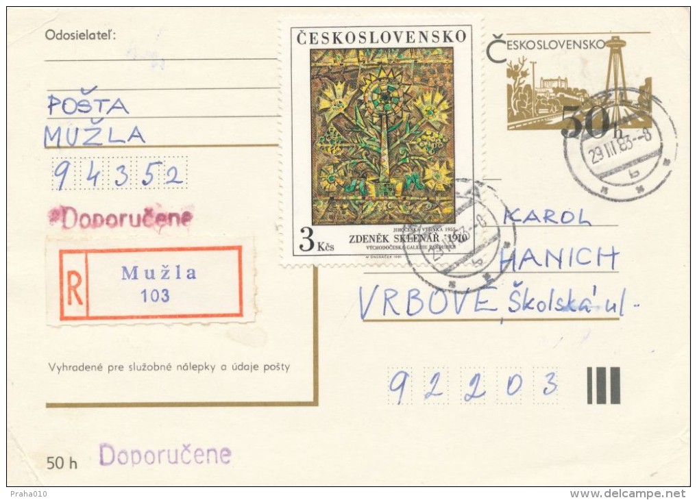 I2910 - Czechoslovakia (1983) 943 52 Muzla - Lettres & Documents