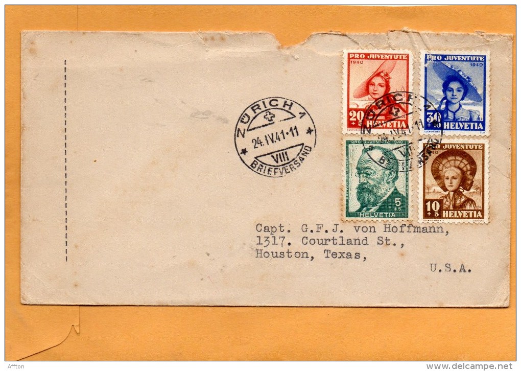 Switzerland 1941 Cover Mailed To USA - Covers & Documents