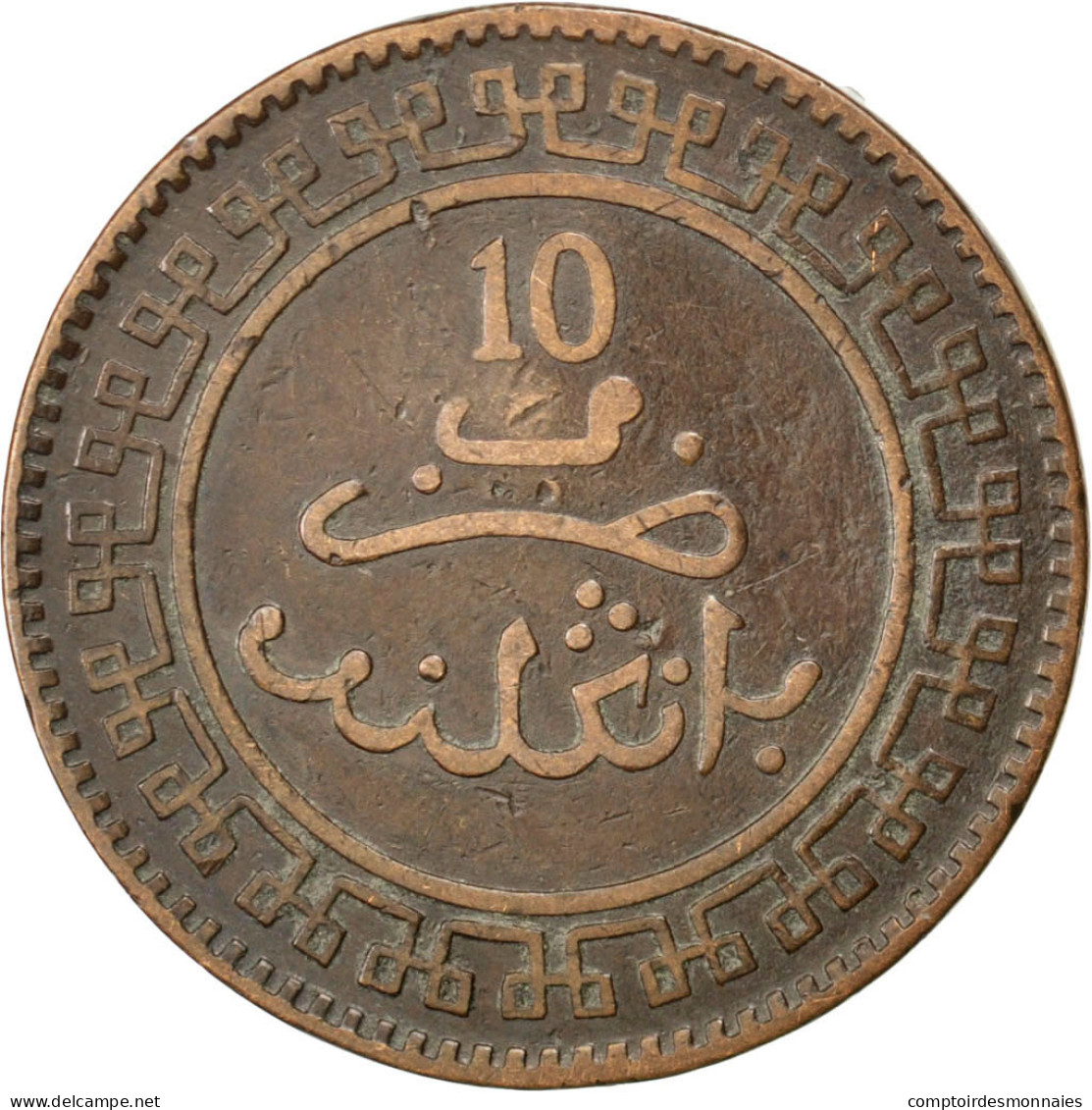 Monnaie, Maroc, 'Abd Al-Aziz, 10 Mazunas, 1902, Birmingham, TB, Bronze, KM:17.2 - Maroc