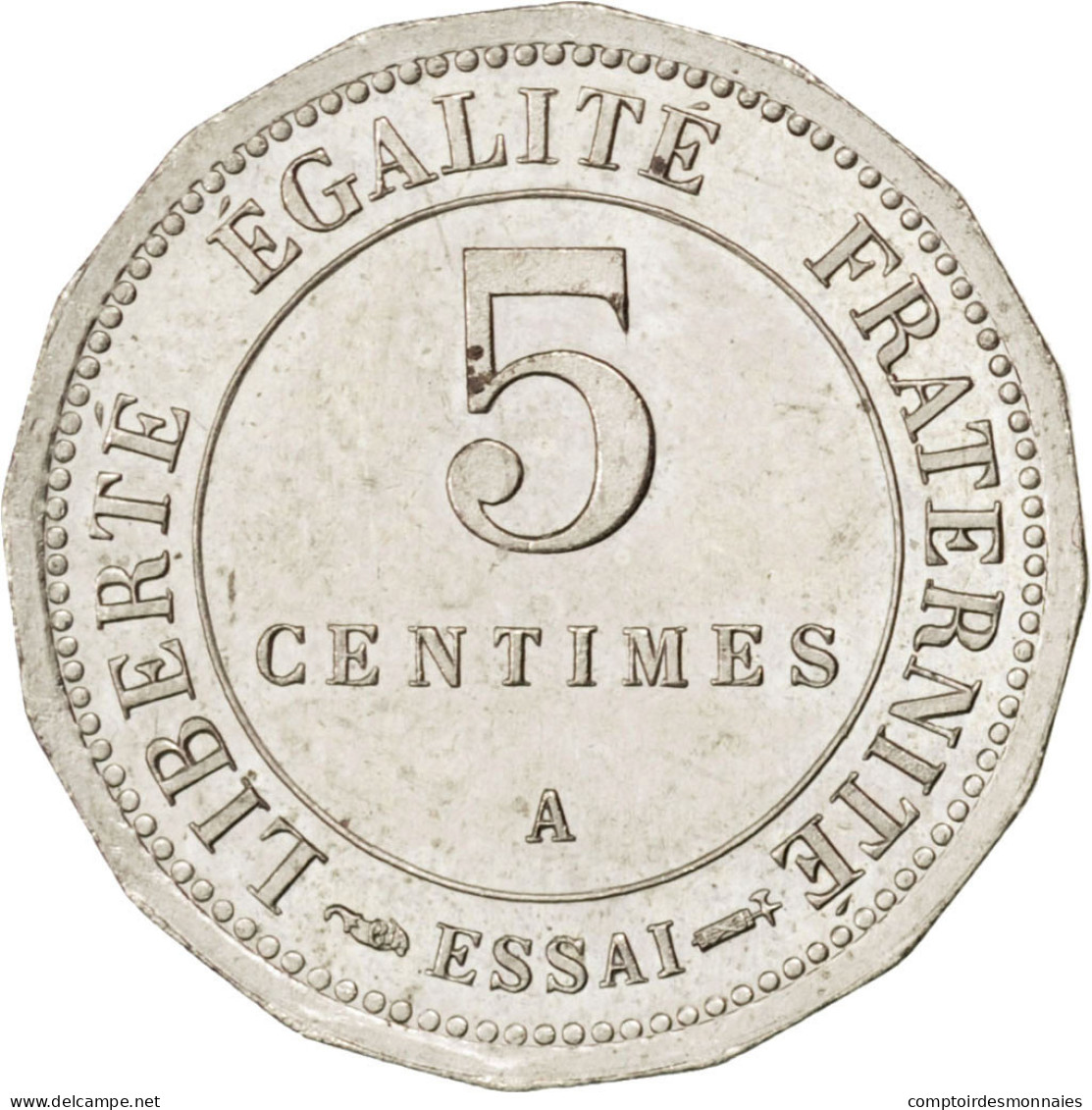 Monnaie, France, 5 Centimes, 1887, Paris, SPL, Maillechort, Gadoury:13.3 - Essais, Piéforts, épreuves & Flans Brunis