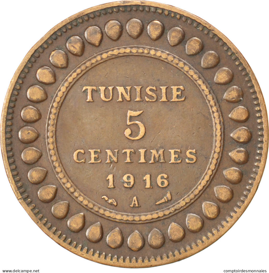 Tunisie, Muhammad Al-Nasir Bey, 5 Centimes, 1906, Paris, Bronze, TTB, KM:235 - Túnez
