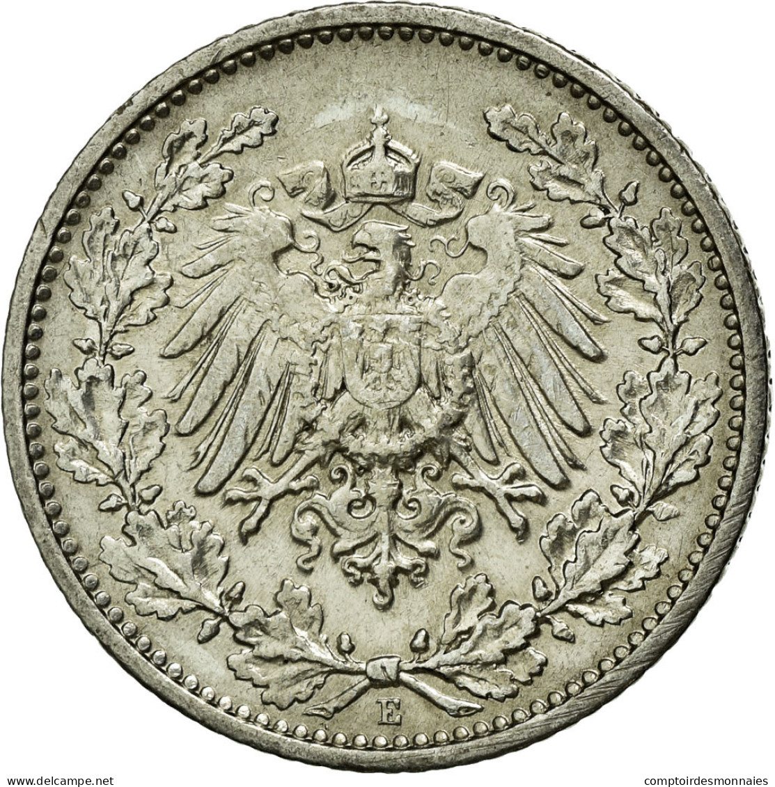 Monnaie, GERMANY - EMPIRE, 1/2 Mark, 1912, Muldenhütten, TTB+, Argent, KM:17 - 1/2 Mark