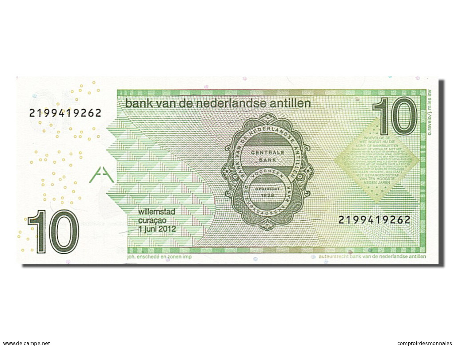 Billet, Netherlands Antilles, 10 Gulden, 2012, 2012-06-01, NEUF - Aruba (1986-...)