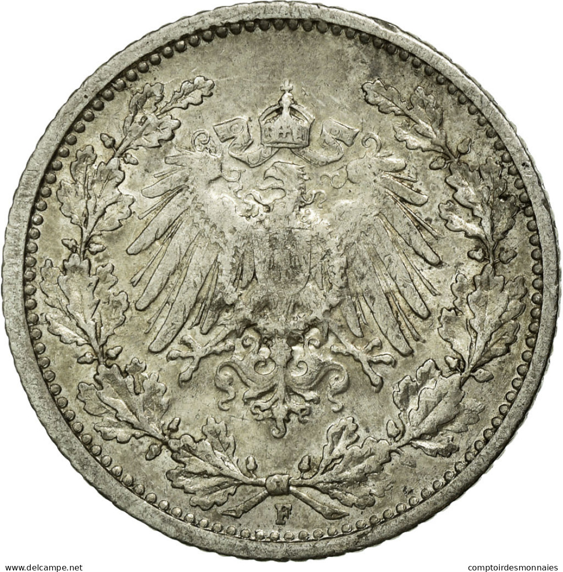 Monnaie, GERMANY - EMPIRE, 1/2 Mark, 1912, Stuttgart, TTB, Argent, KM:17 - 1/2 Mark