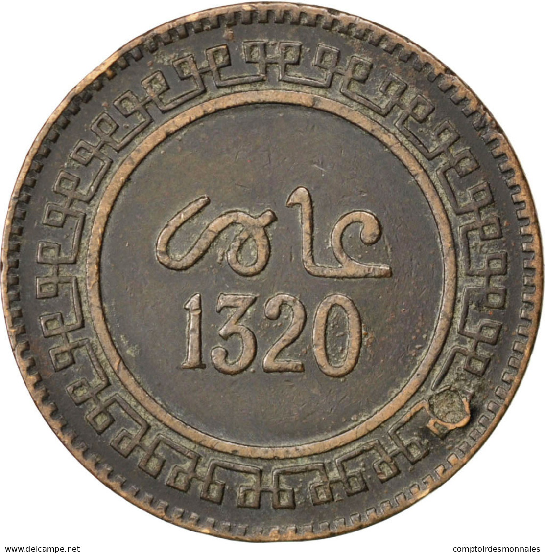 Monnaie, Maroc, 'Abd Al-Aziz, 10 Mazunas, 1902, Birmingham, TB, Bronze, KM:17.2 - Maroc