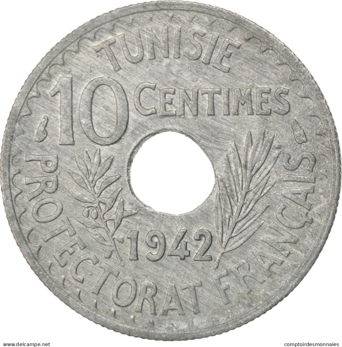 Monnaie, Tunisie, Ahmad Pasha Bey, 10 Centimes, 1942, Paris, SPL, Zinc, KM:267 - Tunesië