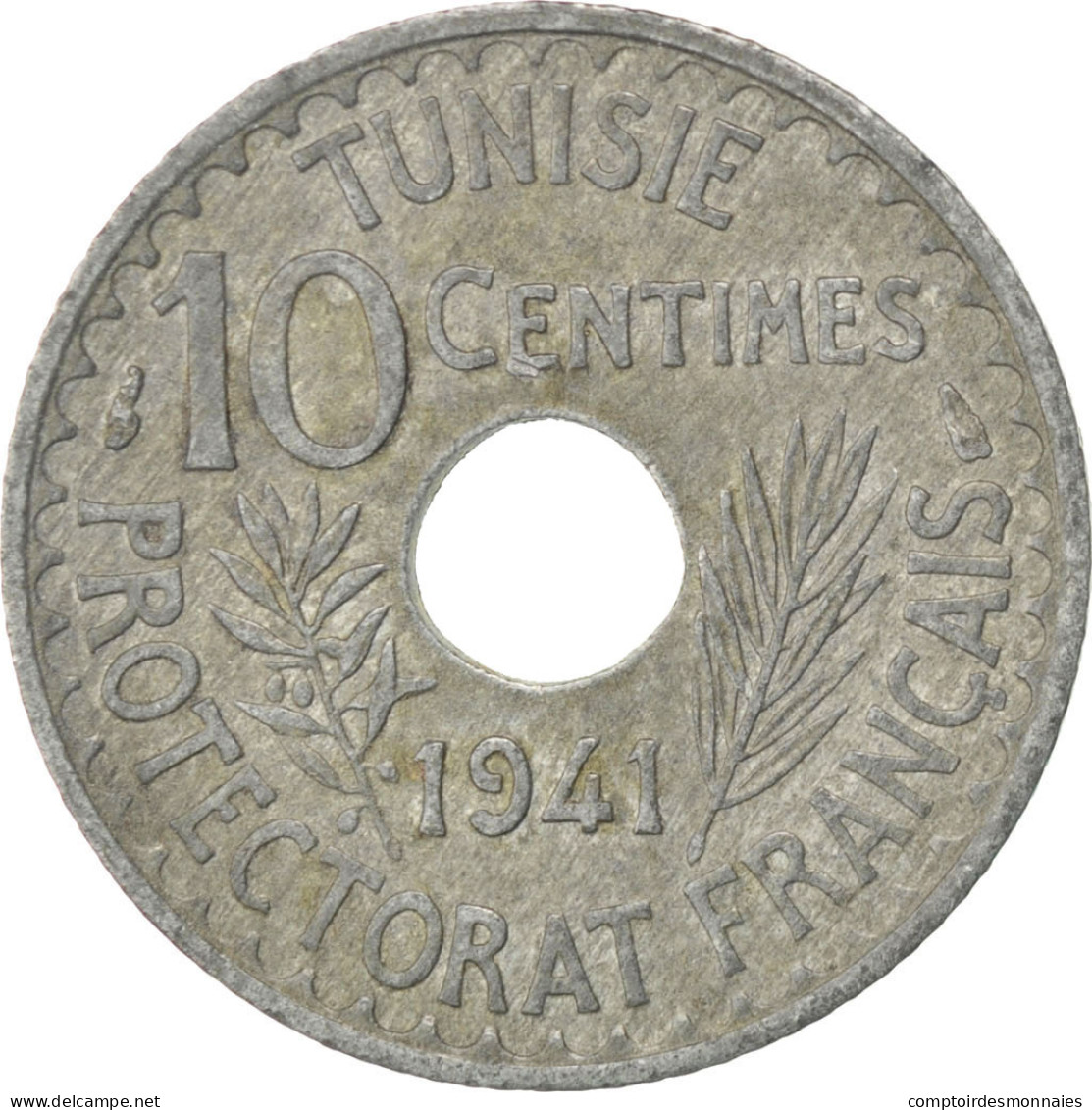 Monnaie, Tunisie, Ahmad Pasha Bey, 10 Centimes, 1941, Paris, SPL, Zinc, KM:267 - Túnez