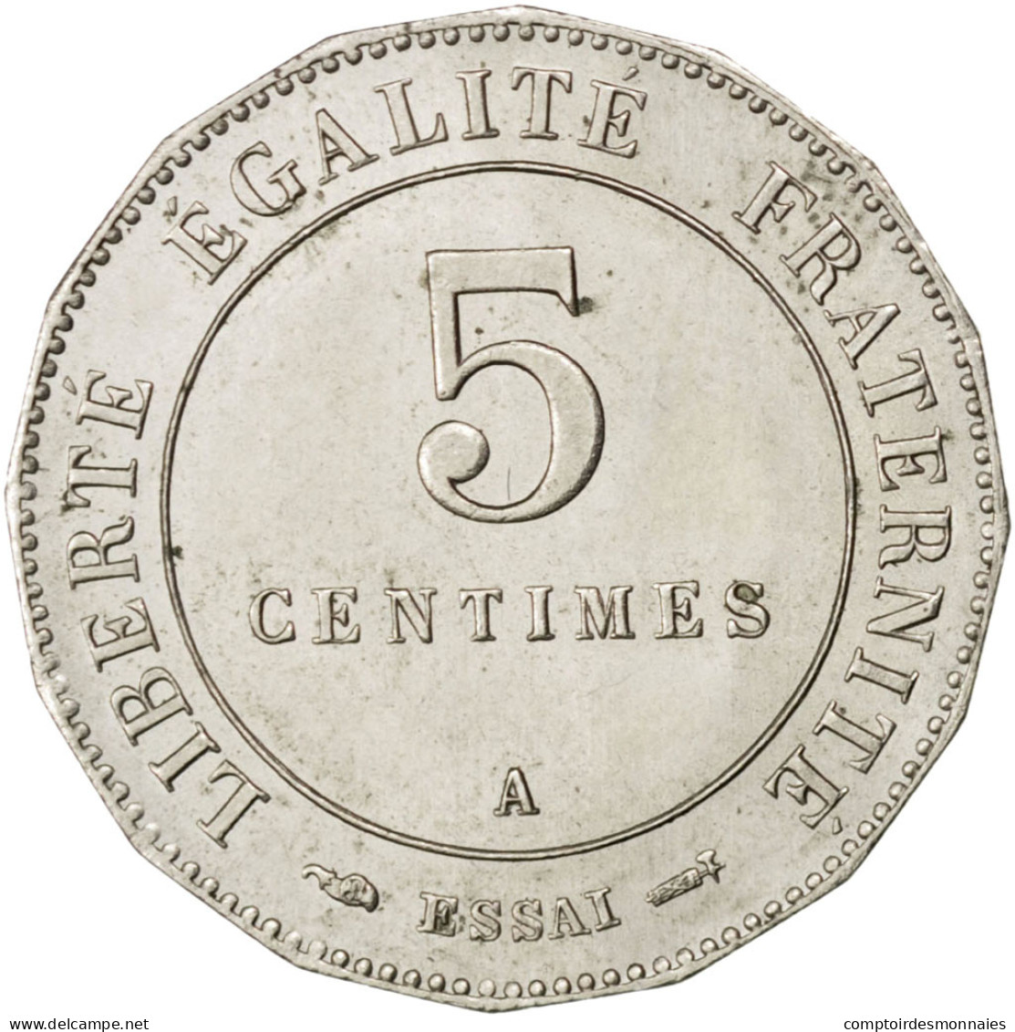 Monnaie, France, 5 Centimes, 1887, Paris, SPL, Maillechort, Gadoury:13.4 - Essais, Piéforts, épreuves & Flans Brunis