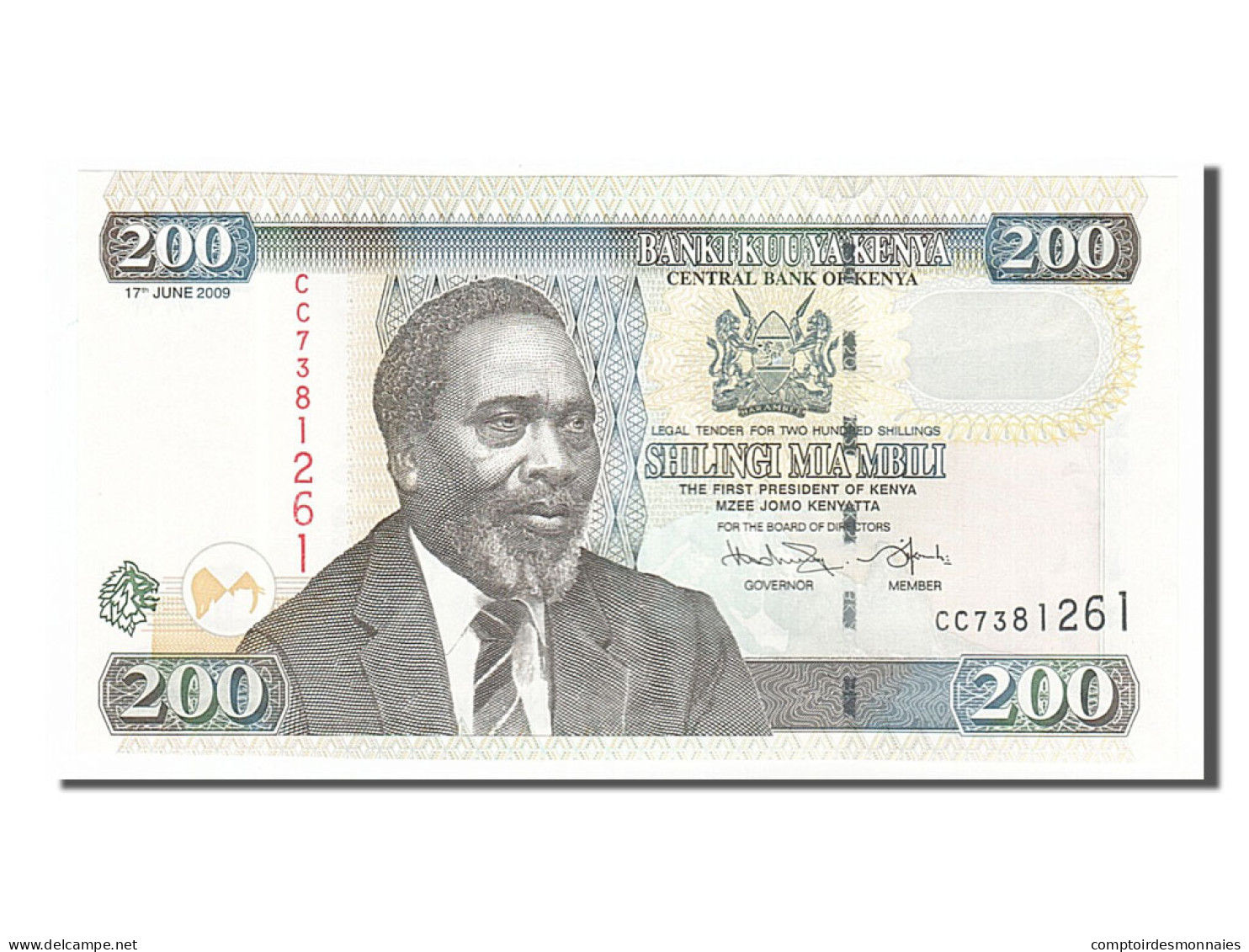 Billet, Kenya, 200 Shillings, 2009, 2009-06-17, NEUF - Kenia